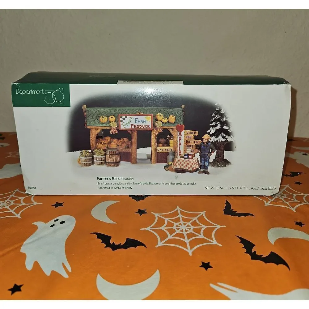 Department 56 Farmer's Market Display with Orange and Green Accents